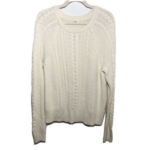 Gap Oatmeal Chunky Cable Knit Pullover Sweater